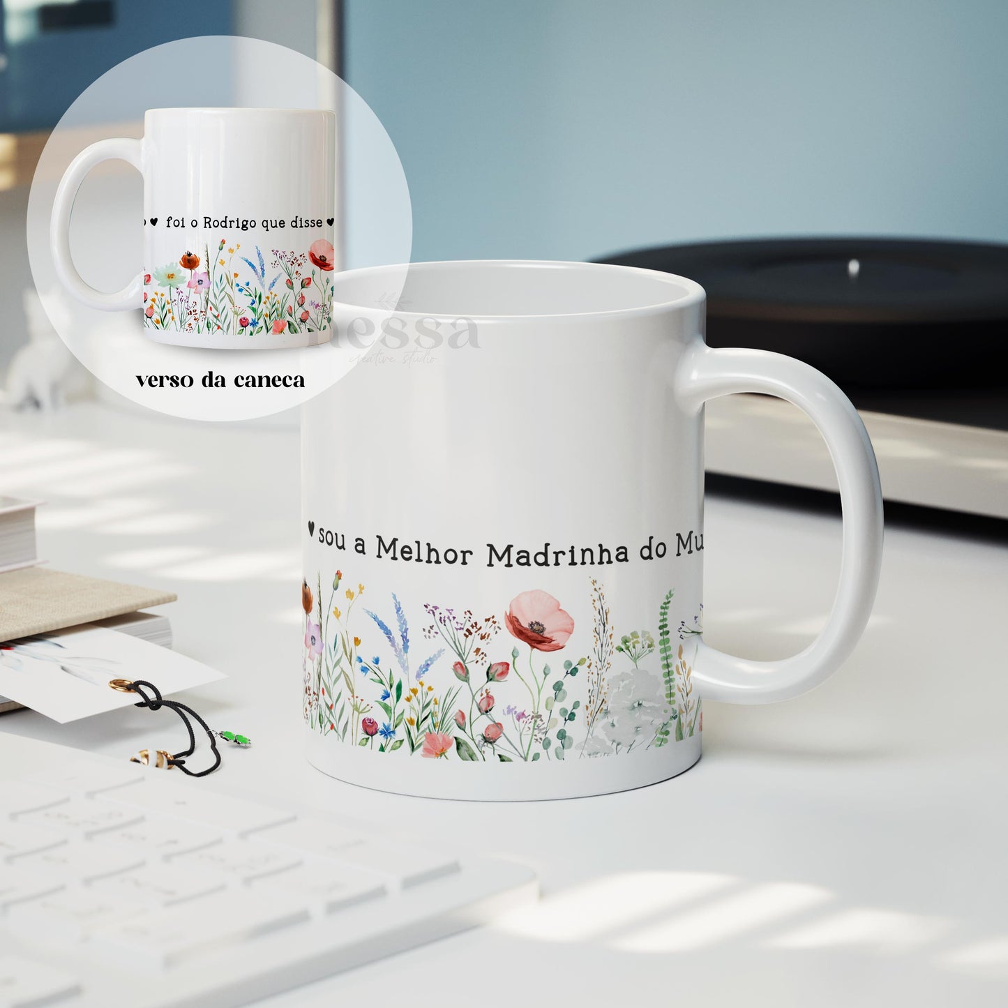 Caneca FLORAL MADRINHA