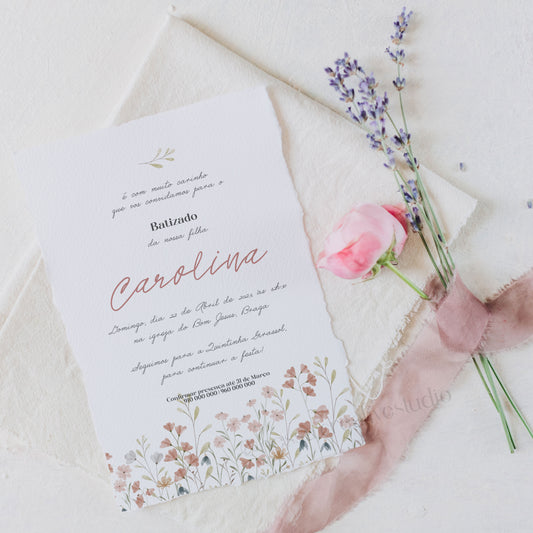 Convite Batismo - Florzinhas